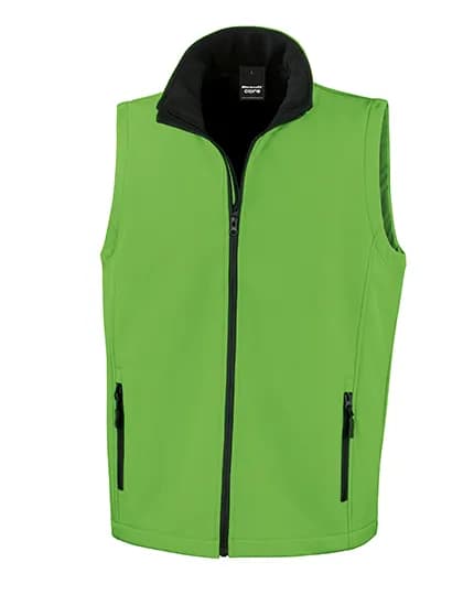 Mens Printable Softshell Bodywarmer with Recycled Fleece Inner - Vivid Green/Black
