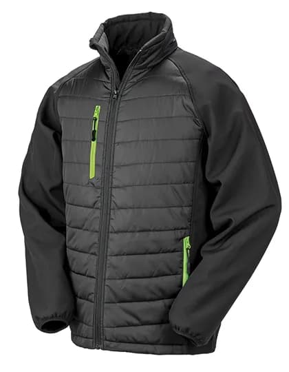 Recycled Compass Padded Softshell - Black/Lime