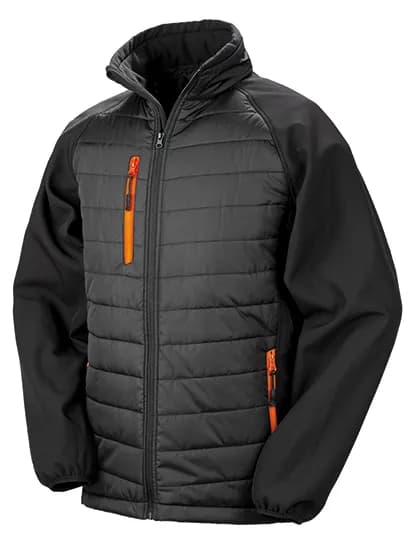 Recycled Compass Padded Softshell - Black/Orange