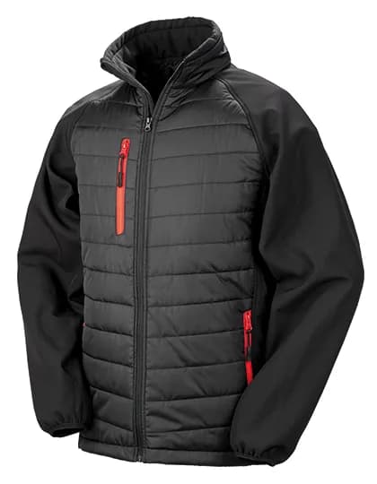 Recycled Compass Padded Softshell - Black/Red
