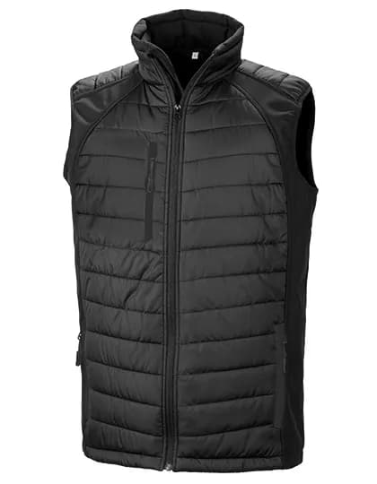 Recycled Compass Padded Softshell Gilet - Black/Black