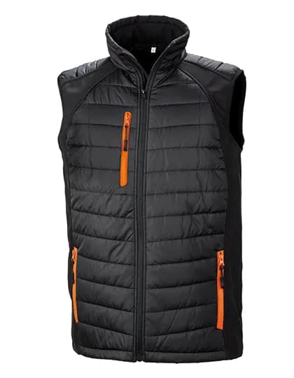 Recycled Compass Padded Softshell Gilet - Black/Orange