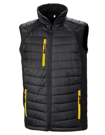Recycled Compass Padded Softshell Gilet - Black/Yellow