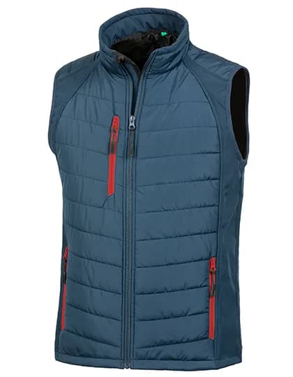 Recycled Compass Padded Softshell Gilet - Navy/Red