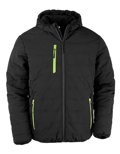 Recycled Black Compass Padded Winter Jacket - Black/Lime