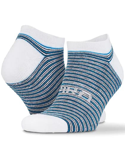 3-Pack Mixed Stripe Coolmax Sneaker Socks - White/Grey/Blue