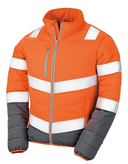 Women´s Soft Padded Safety Jacket - Fluorescent Orange/Grey