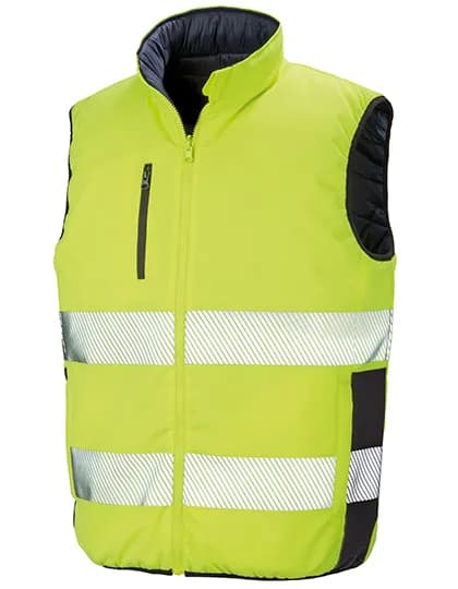 Reversible Soft Padded Safety Gilet - Fluorescent Yellow/Navy