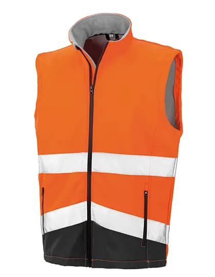 Printable Safety Softshell Gilet - Fluorescent Orange/Black