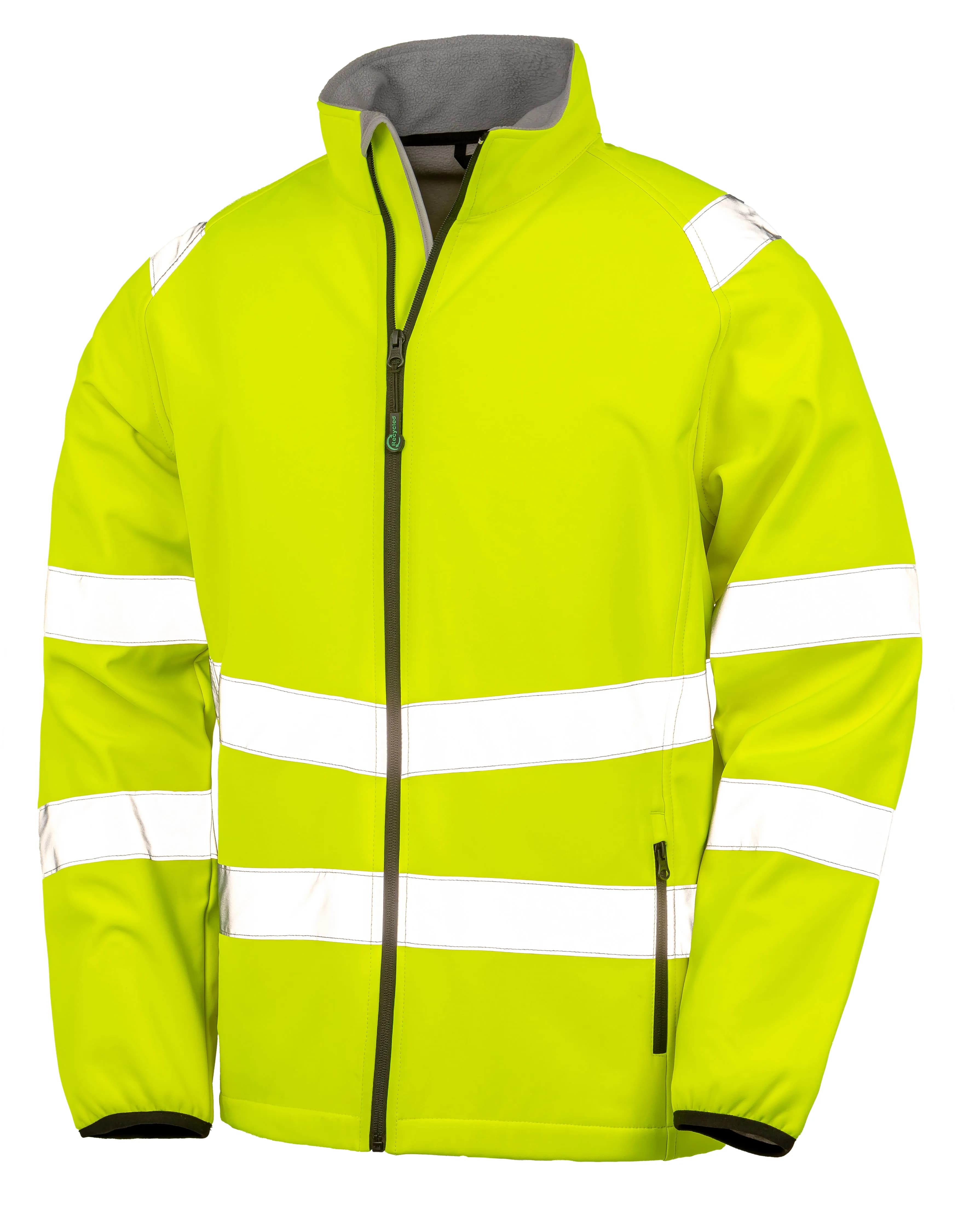 Recycled Printable Safety Softshell Jacket - Fluorescent Yellow/Black