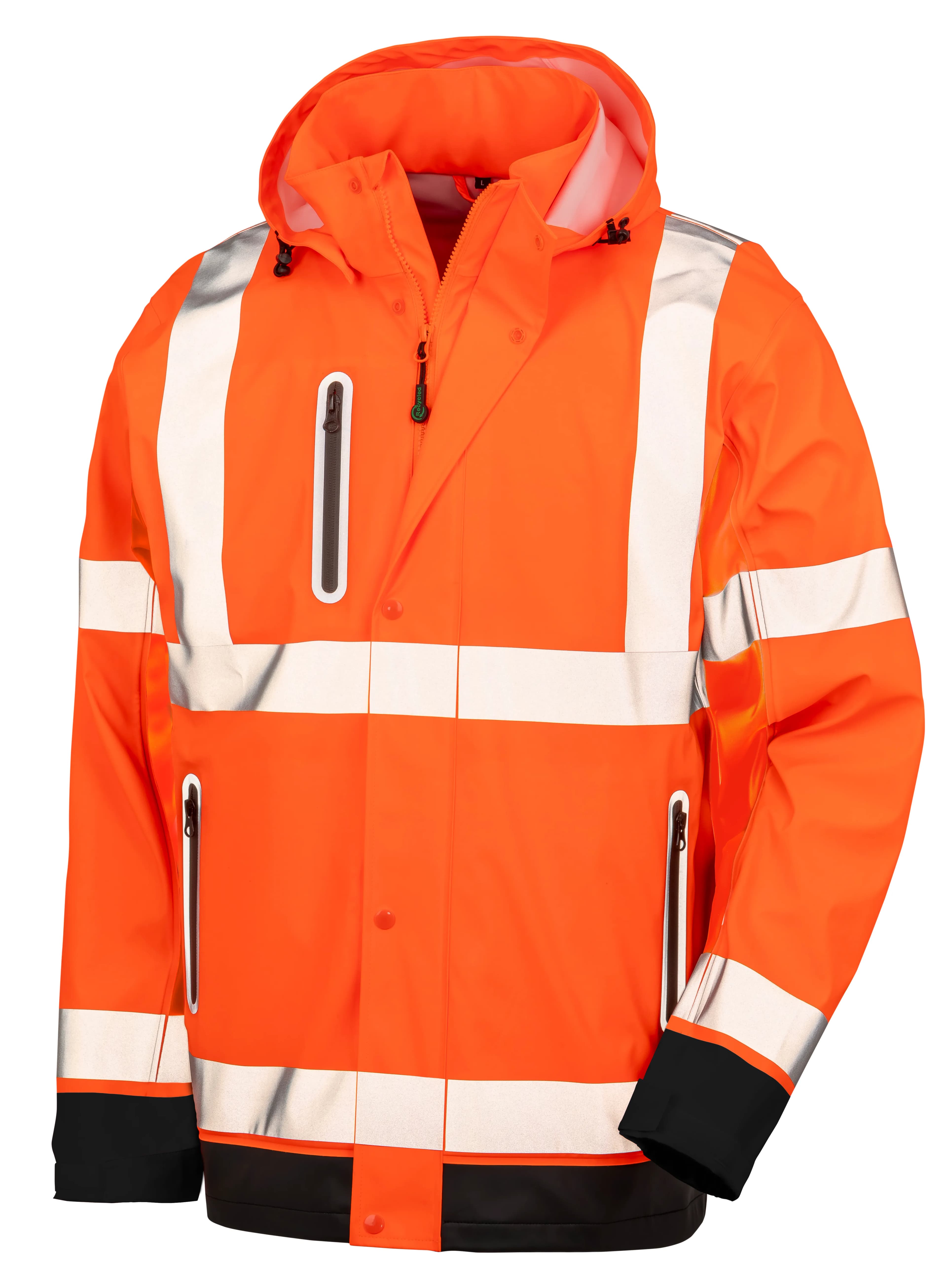 Heavy Duty Prism PU Safe & Dry Jacket with Recycled Backing - Fluorescent Orange/Black