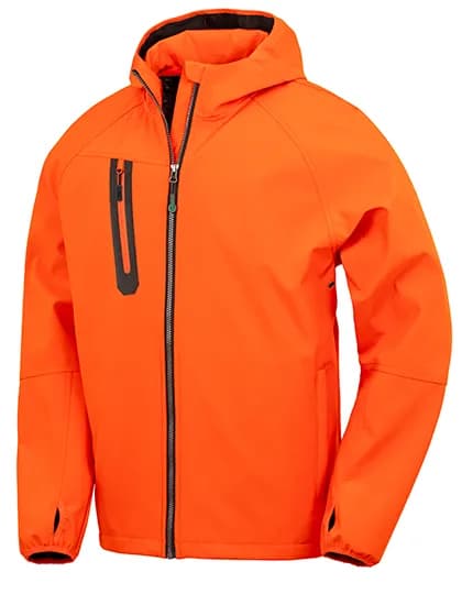 3-Layer Recycled Printable Hooded Casual Softshell Jacket - Orange/Navy