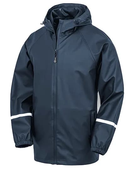 Prism PU Waterproof Jacket with Reflective Bands & Recycled Backing - Navy