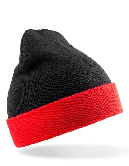 Recycled Black Compass Beanie - Black/Red