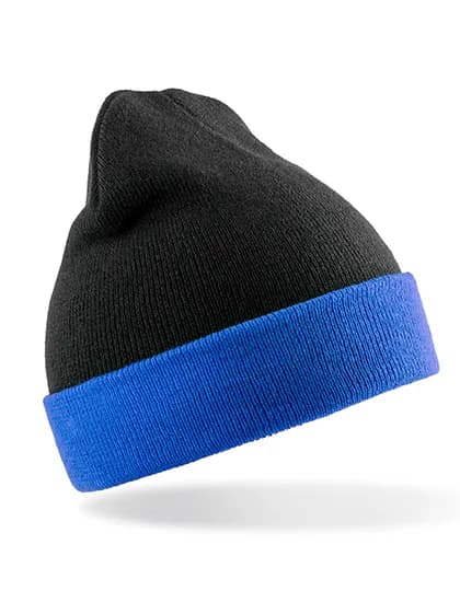 Recycled Black Compass Beanie - Black/Royal