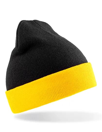 Recycled Black Compass Beanie - Black/Yellow