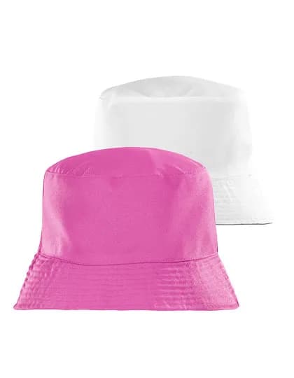 Recycled Reversible Bucket Hat - Pink/White