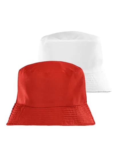 Recycled Reversible Bucket Hat - Red/White