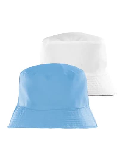 Recycled Reversible Bucket Hat - Sky/White