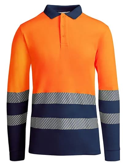 Poloshirt Atrio Longsleeve - Navy Blue 55/Fluor Orange 223