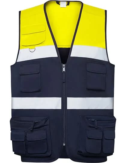 High visibility Multi-Pocket Vest Beta - Navy Blue 55/Fluor Yellow 221
