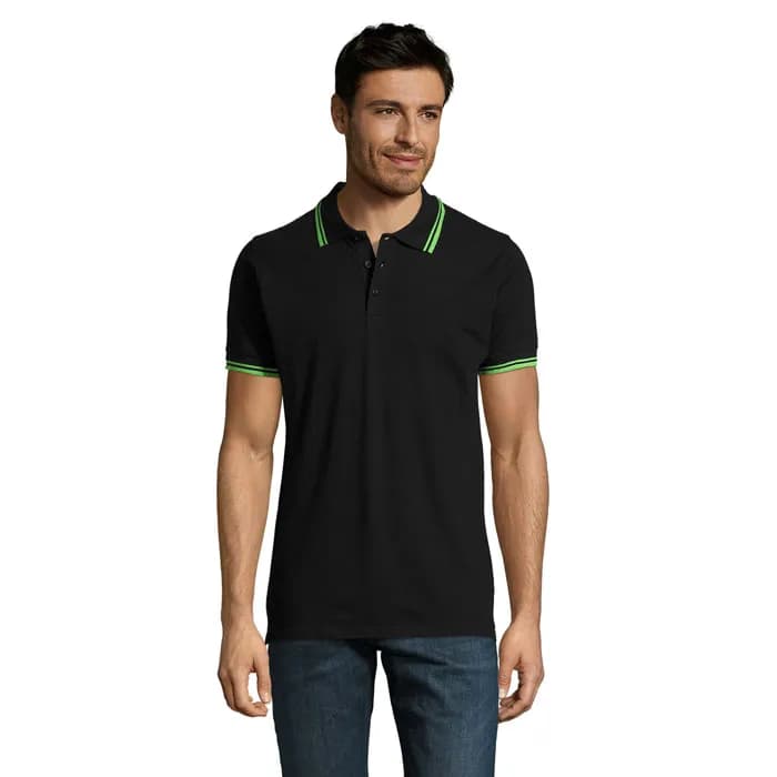 PASADENA HERREN POLO 200 - PASADENA MEN - Black/Lime