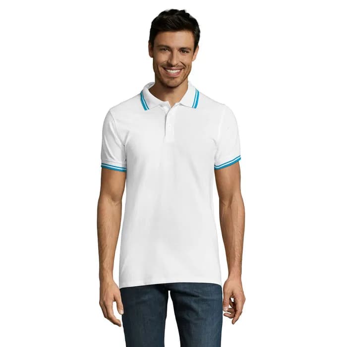PASADENA HERREN POLO 200 - PASADENA MEN - White/Aqua