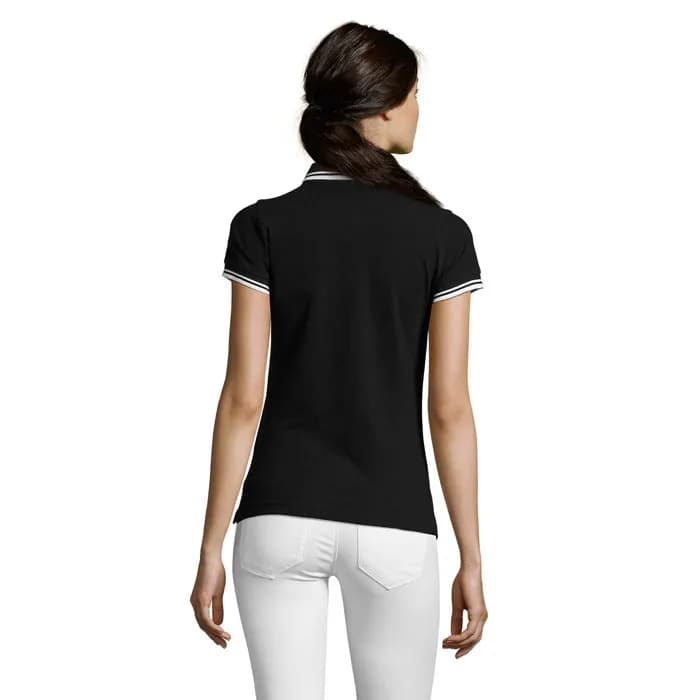 PASADENA Damen Polo 200g - PASADENA WOMEN - Schwarz / Weiß