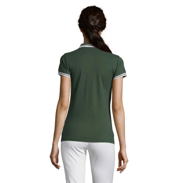PASADENA Damen Polo 200g - PASADENA WOMEN - Forest Green/White