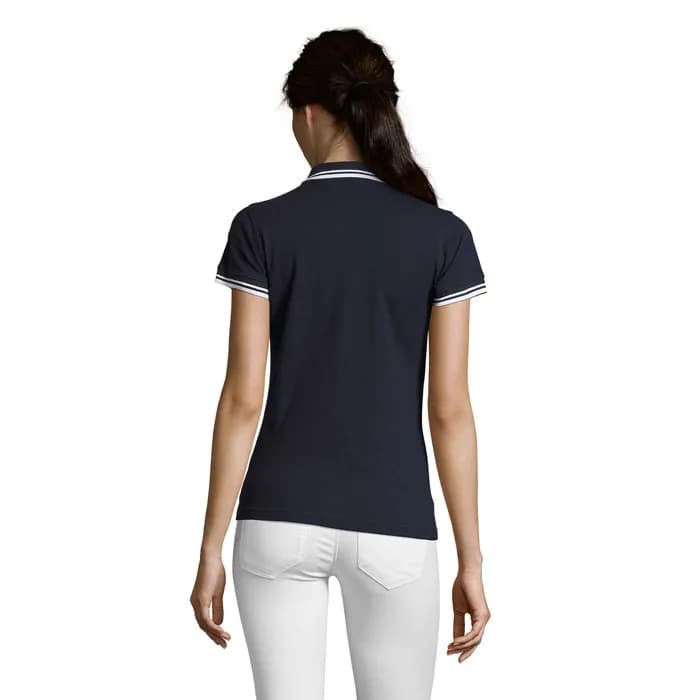 PASADENA Damen Polo 200g - PASADENA WOMEN - Französische Marine/weiß