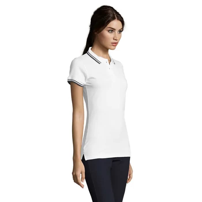PASADENA Damen Polo 200g - PASADENA WOMEN - Weiß/Marine
