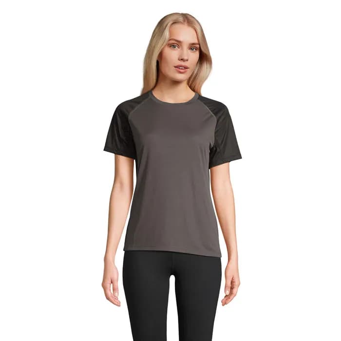 VORTEX WOMEN RAGLAN T-SHIRT - VORTEX WOMEN - Black/Charcoal Grey