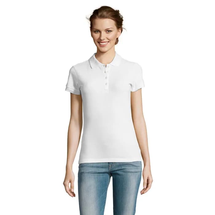 PEOPLE DAMEN POLO 210g - PEOPLE - White