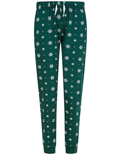 Women´s Cuffed Lounge Pants - Bottle/White Snowflakes