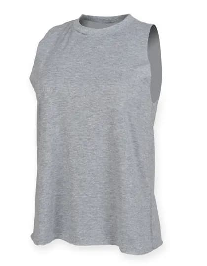 Women´s High Neck Slash Armhole Vest - Heather Grey