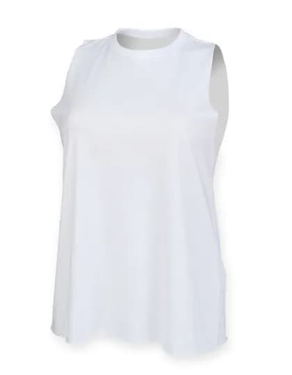 Women´s High Neck Slash Armhole Vest - White