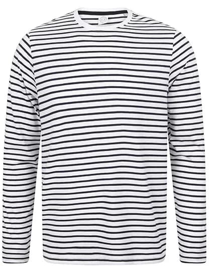 Unisex Long Sleeved Striped T - White/Oxford Navy
