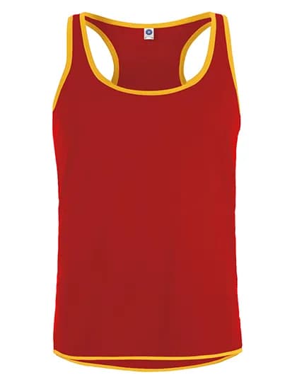 Men´s Contrast Sports Vest - Fiesta Red/Gold
