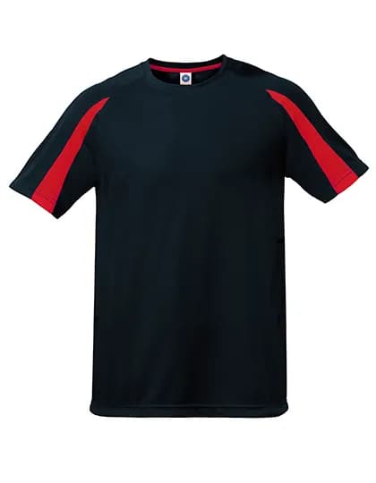 Unisex Contrast Sports T-Shirt - Black/Fiesta Red