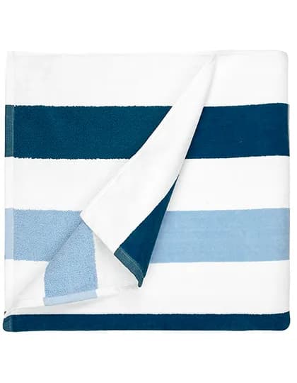 Beach Towel Stripe - Navy Blue/Light Blue/White