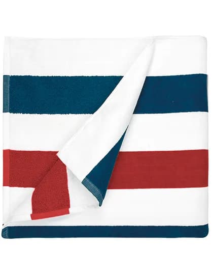 Beach Towel Stripe - Navy Blue/Red/White