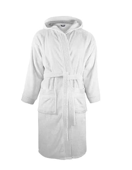 Bathrobe Hooded - White