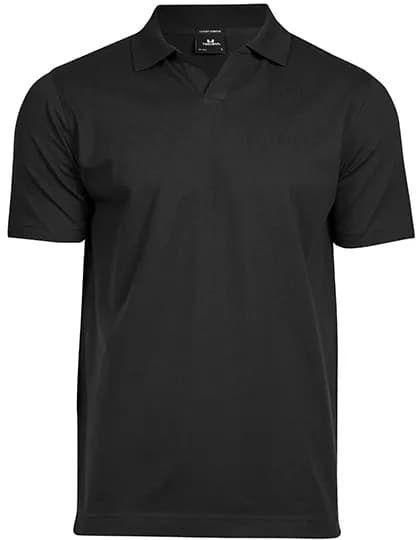 Luxury Stretch V-Neck Polo - Black