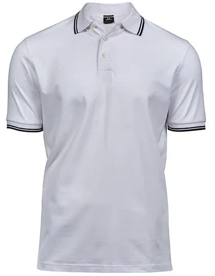 Men´s Luxury Stripe Stretch Polo - White/Navy