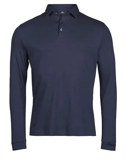 Pima Cotton Long Sleeve Polo - Navy