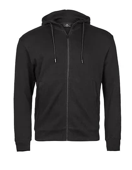 Ribbed Interlock Hooded Full Zip - Black