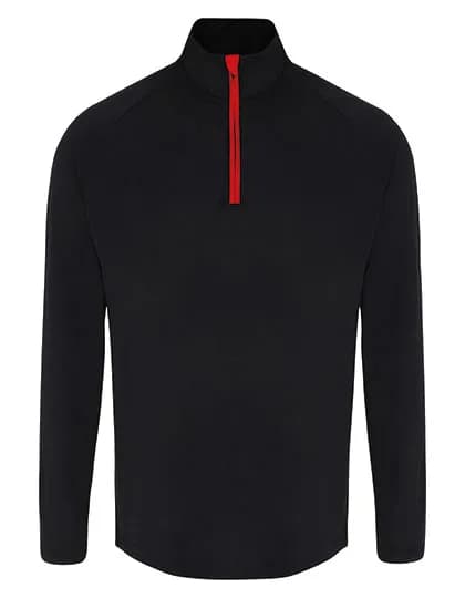 Men´s Long Sleeve Performance ¼ Zip - Black/Red