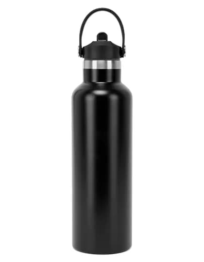 TriDri® Vacuum Sports Water Bottle With Flip Up Straw - Black