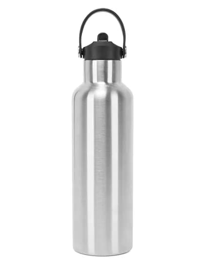 TriDri® Vacuum Sports Water Bottle With Flip Up Straw - Brushed Steel