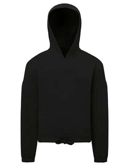 Kids Recycled Cropped Oversize Hoodie - Black